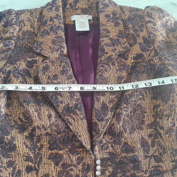 LaRok Brocade gold purple crop jacket size - Picture 2 of 11